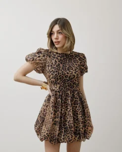 Abito a palloncino animalier – R7273