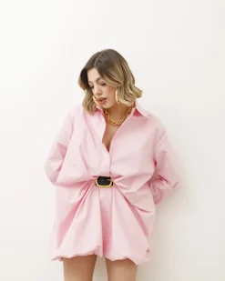 Abito camicia in cotone con fibbia – R7330