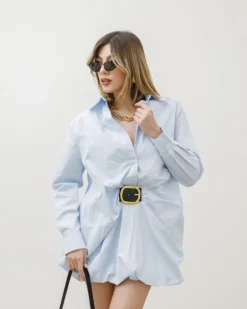 Abito camicia in cotone con fibbia – R7330