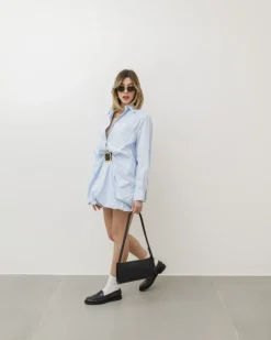 Abito camicia in cotone con fibbia – R7330