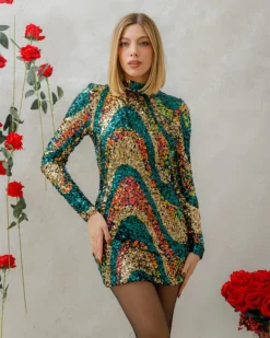 Abito con paillettes multicolor – 23136 slc