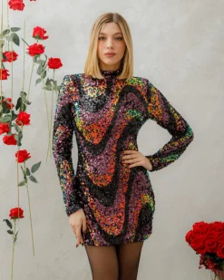 Abito con paillettes multicolor – 23136 slc
