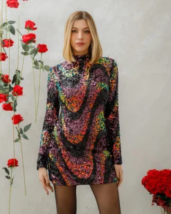 Abito con paillettes multicolor – 23136 slc