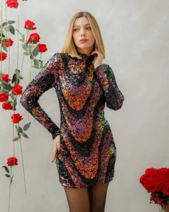 Abito con paillettes multicolor – 23136 slc