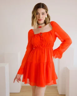 Abito corto in chiffon con laccetti – L1447 slcn