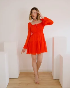 Abito corto in chiffon con laccetti – L1447 slcn
