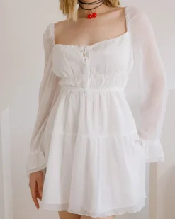 Abito corto in chiffon con laccetti – L1447 slcn
