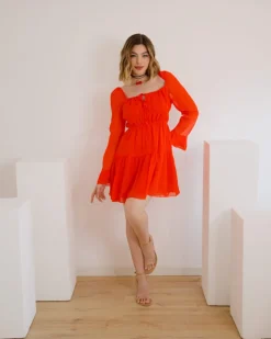 Abito corto in chiffon con laccetti – L1447 slcn