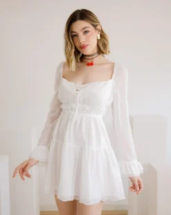 Abito corto in chiffon con laccetti – L1447 slcn