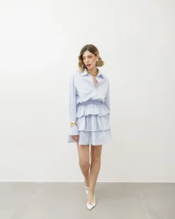 Abito in cotone con gonna a balze – 99710