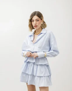 Abito in cotone con gonna a balze – 99710