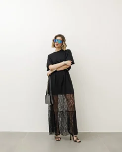 Abito in cotone con pizzo – LJ2659P