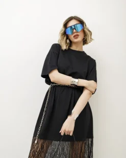 Abito in cotone con pizzo – LJ2659P