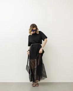 Abito in cotone con pizzo – LJ2659P