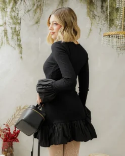 Abito in maglia con orlo a palloncino – R7218
