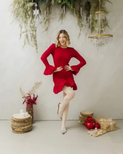 Abito in maglia con orlo a palloncino – R7218