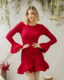 Abito in maglia con orlo a palloncino – R7218