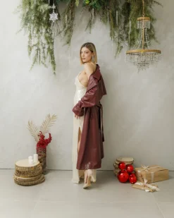 Abito lungo con paillettes e rosa – 23252 slc