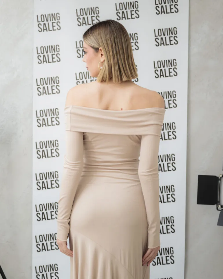 Abito lungo con scollo bardot – CHB7949