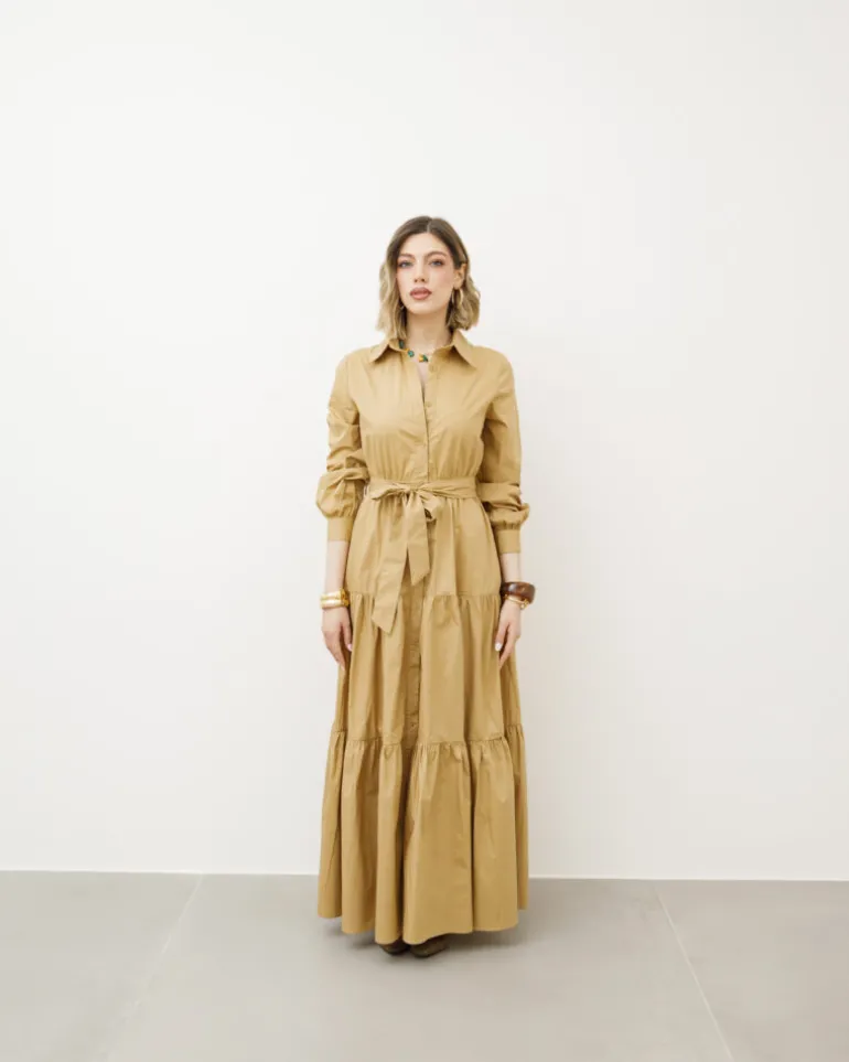 Abito lungo in cotone con balze – CHF6718