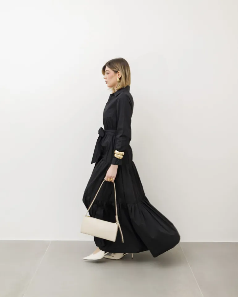 Abito lungo in cotone con balze – CHF6718