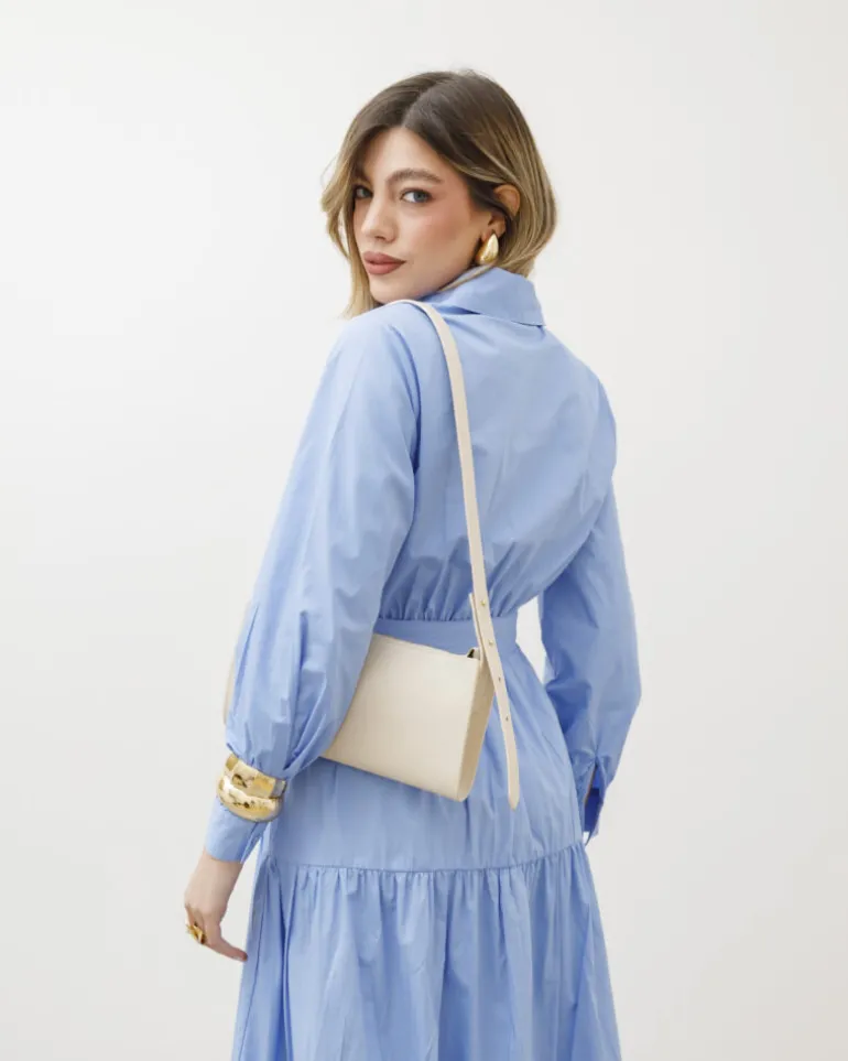 Abito lungo in cotone con balze – CHF6718