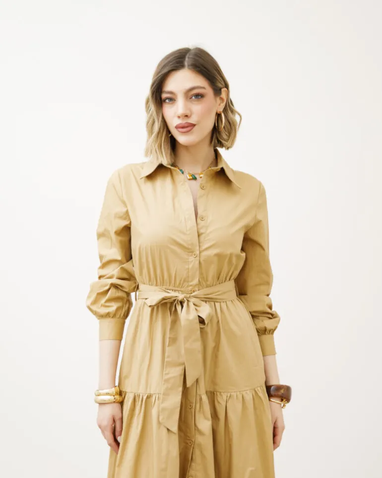 Abito lungo in cotone con balze – CHF6718