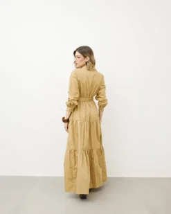 Abito lungo in cotone con balze – CHF6718