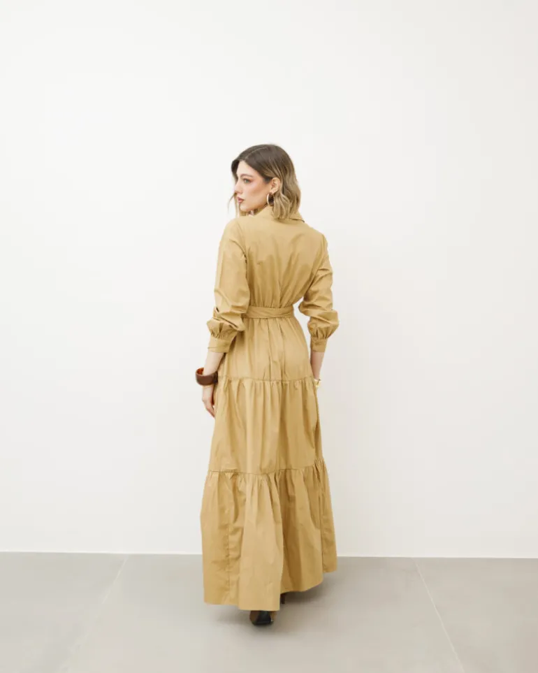 Abito lungo in cotone con balze – CHF6718