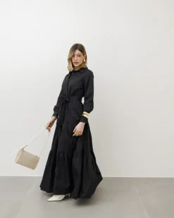Abito lungo in cotone con balze – CHF6718