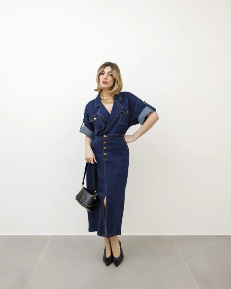 Abito lungo in denim blue – R7512