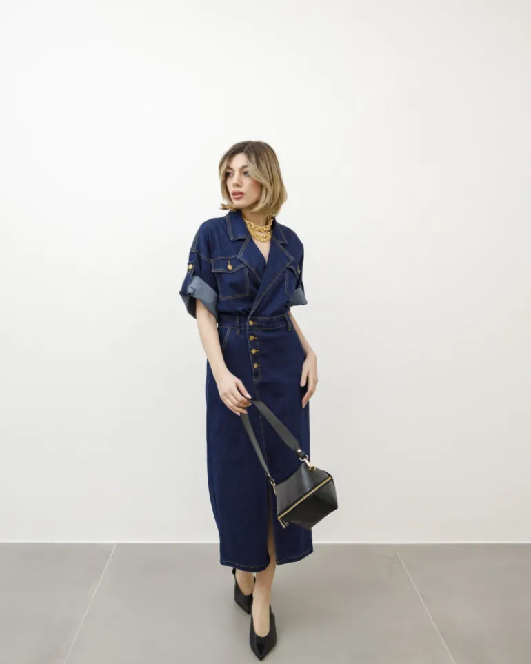 Abito lungo in denim blue – R7512