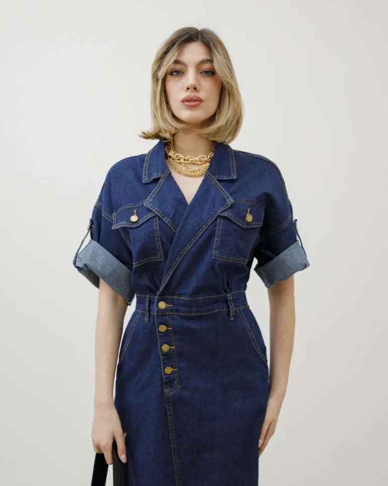 Abito lungo in denim blue – R7512