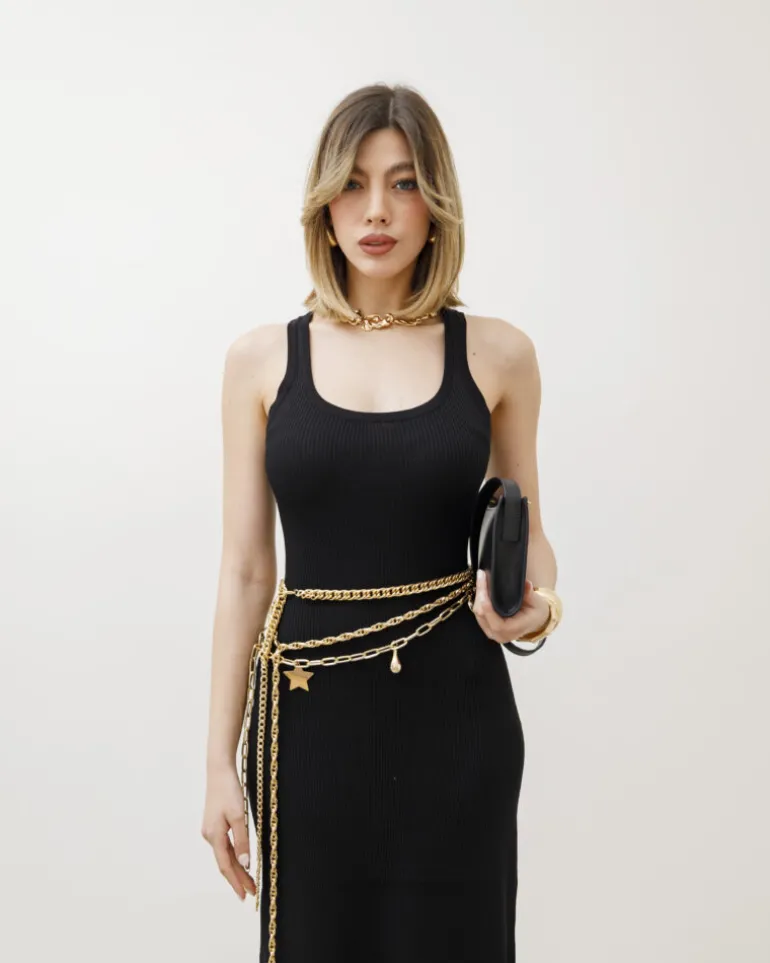 Abito lungo in maglia a coste – PL5367