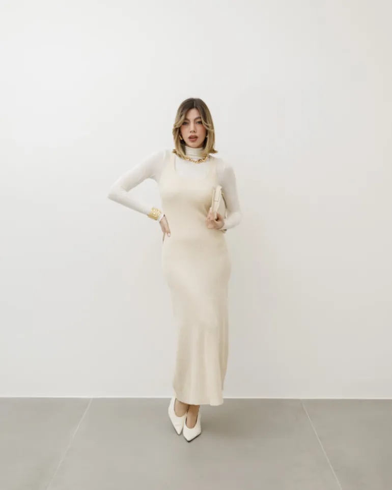 Abito lungo in maglia a coste – PL5367