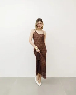 Abito lungo in pizzo con spalline – FK49slc