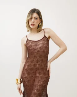 Abito lungo in pizzo con spalline – FK49slc