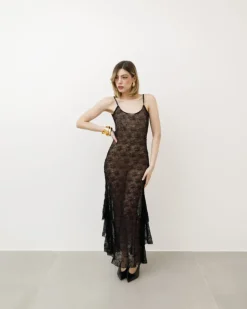 Abito lungo in pizzo con spalline – FK49slc