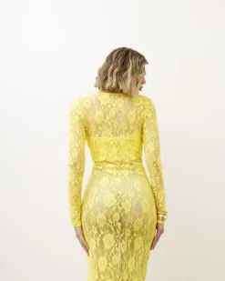 Abito lungo in pizzo giallo – HY1069c
