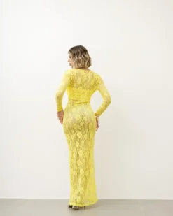 Abito lungo in pizzo giallo – HY1069c