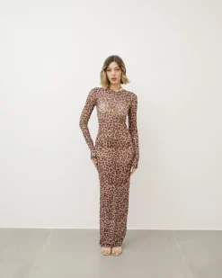 Abito lungo in tulle animalier – D44160