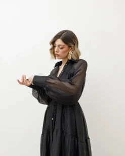 Abito lungo leggero con balze – 7718