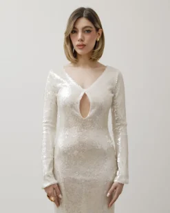 Abito lungo paillettes cut-out – LB0830