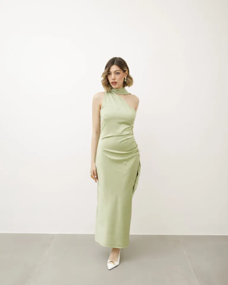 Abito midi monospalla – 23366slc