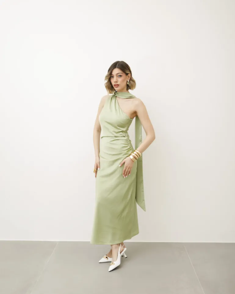 Abito midi monospalla – 23366slc