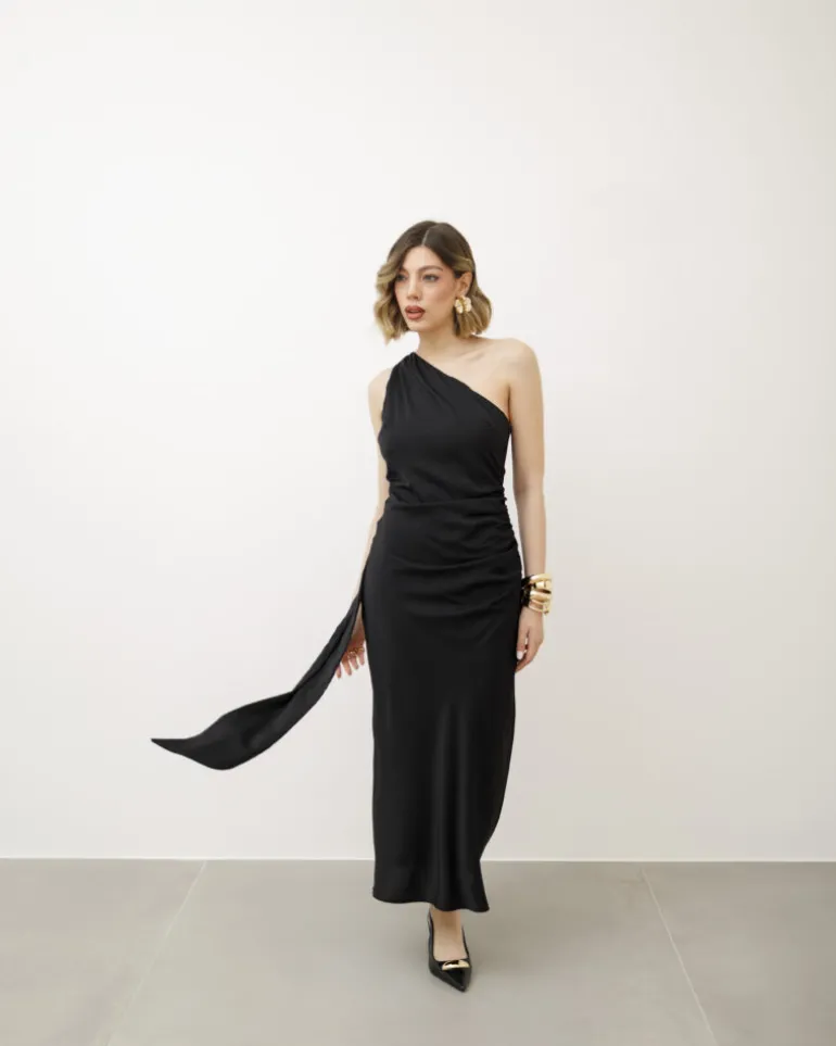 Abito midi monospalla – 23366slc