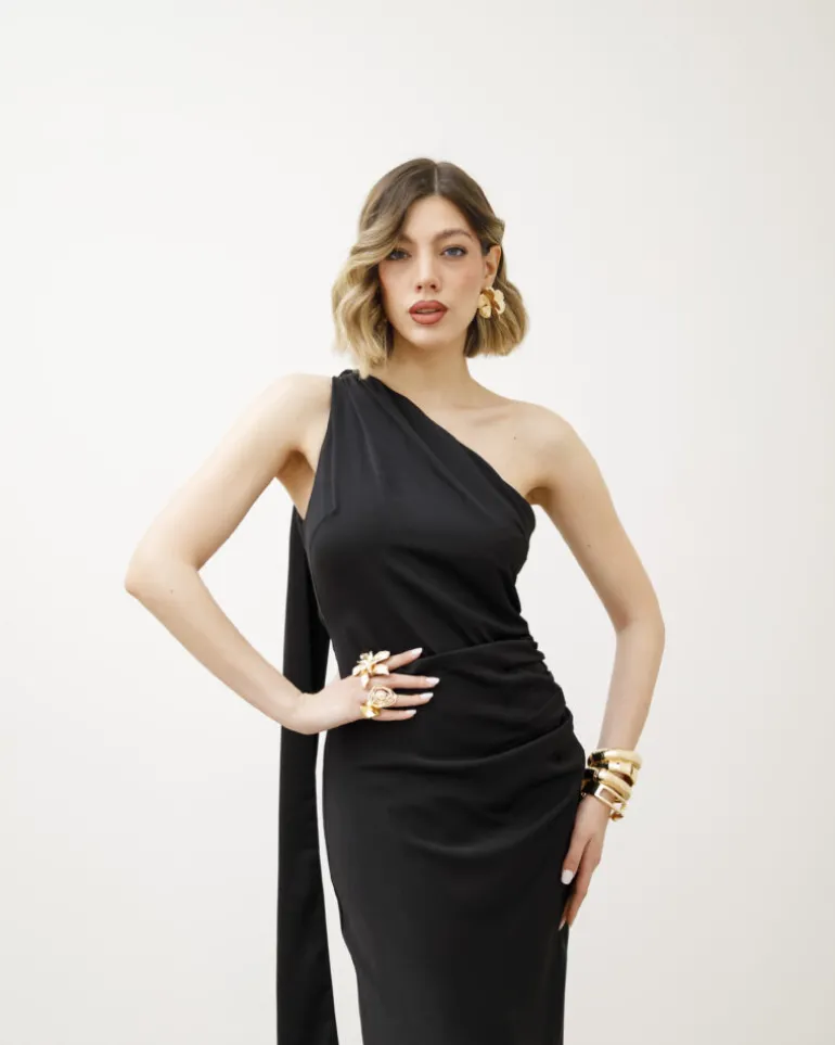 Abito midi monospalla – 23366slc