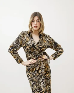 Abito midi stampato animalier – F02