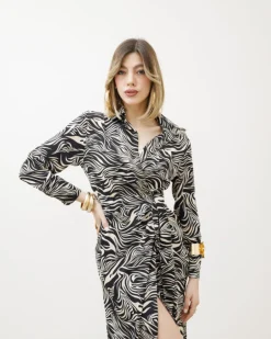 Abito midi stampato animalier – F02