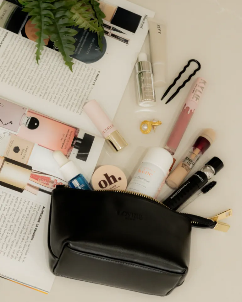 Beauty case in pelle NOAH – BLU NAVY